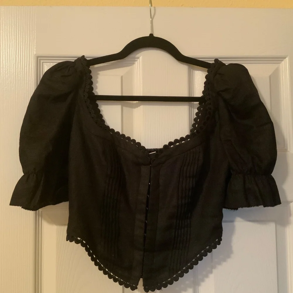 Reformation Black Puff-Sleeve Corset Top - Picture 2 of 5